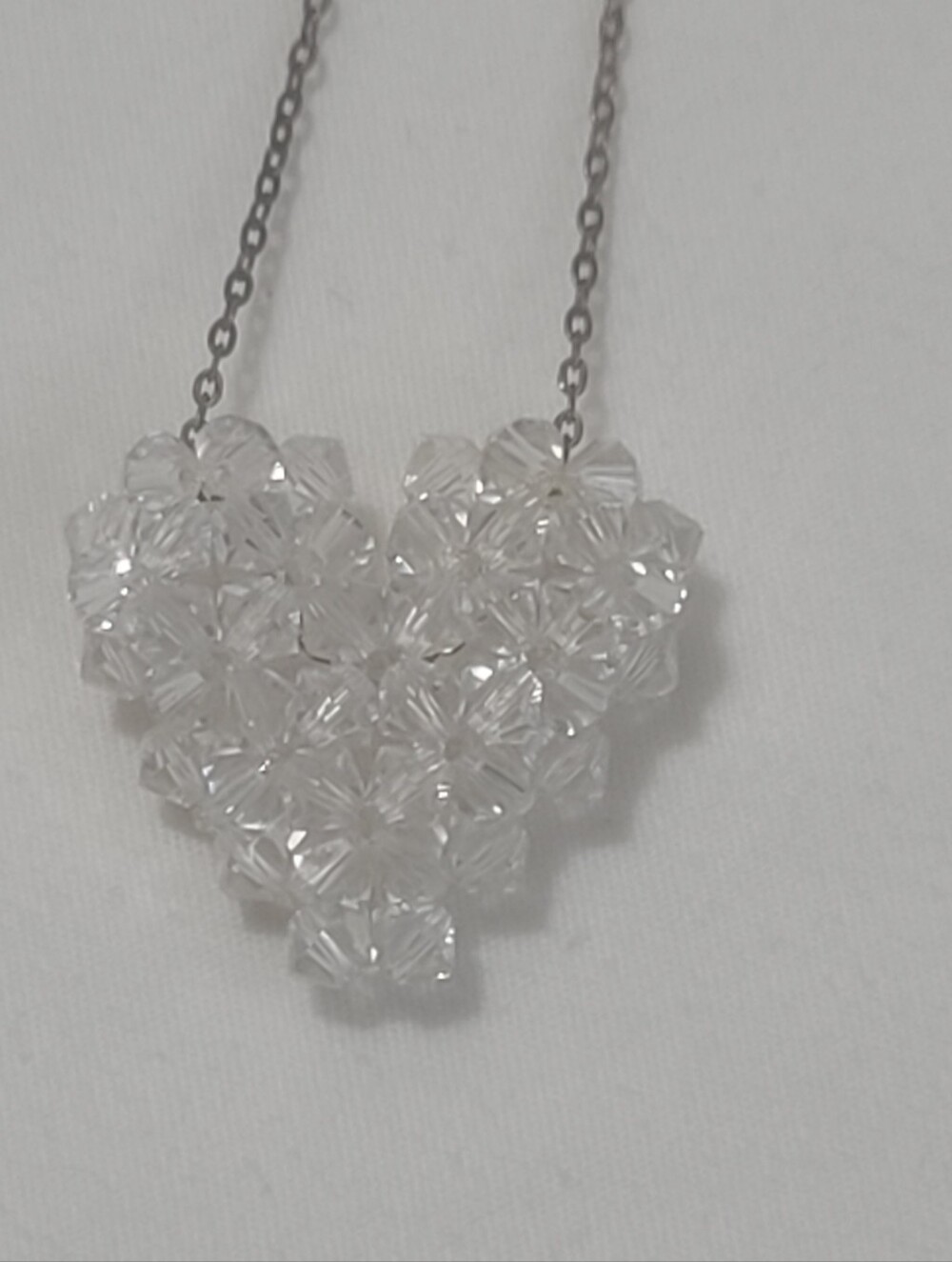 Crystal Beaded Heart Pendant 925 Sterling Silver Necklace